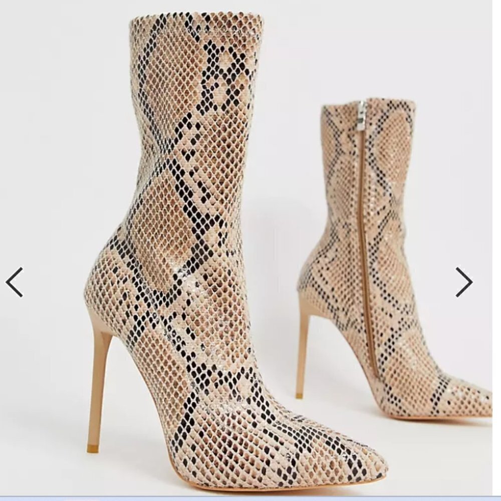 ASOS Simmi London Tiana snake effect stiletto boots US 6